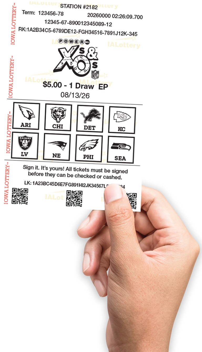 Iowa Powerball Xs & Os Ticket
